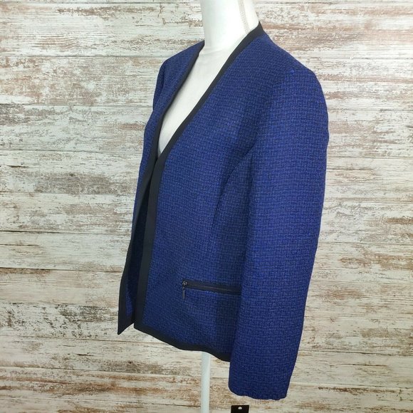 LE SUIT Sapphire Black Open Front Suit Jacket 16 - Picture 4 of 7